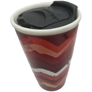 Starbucks Red Chevron Ceramic Tumbler with Lid